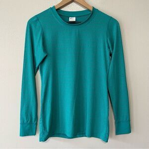 Zyia Active Blue/Green Laser Cut Long Sleeve Top - Size: XS